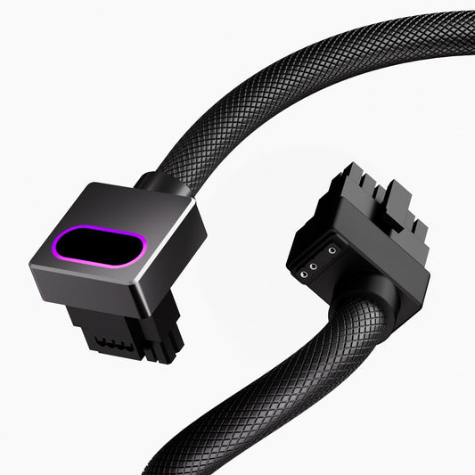 AIJS 12+4Pin(16-pin) 12VHPWR GPU Modular Cable-Direct Connection Cable for NVIDIA GeForce RTX 40/5070/5080 Series Graphics Cards,18AWG 90°Right-Angle