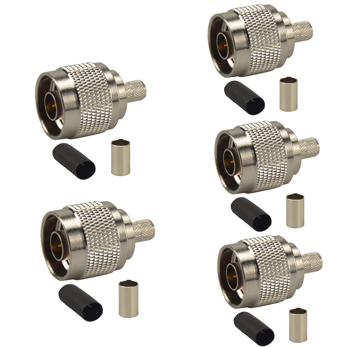 RFIOTASY N Type Male Plug Connector Crimp for RG8X RG-8X LMR240 and Mini-8 Cable Pack-5