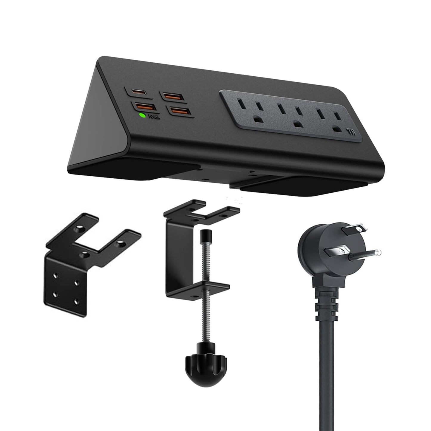 Desk Edge Mount Power Outlets with USB Charge Ports