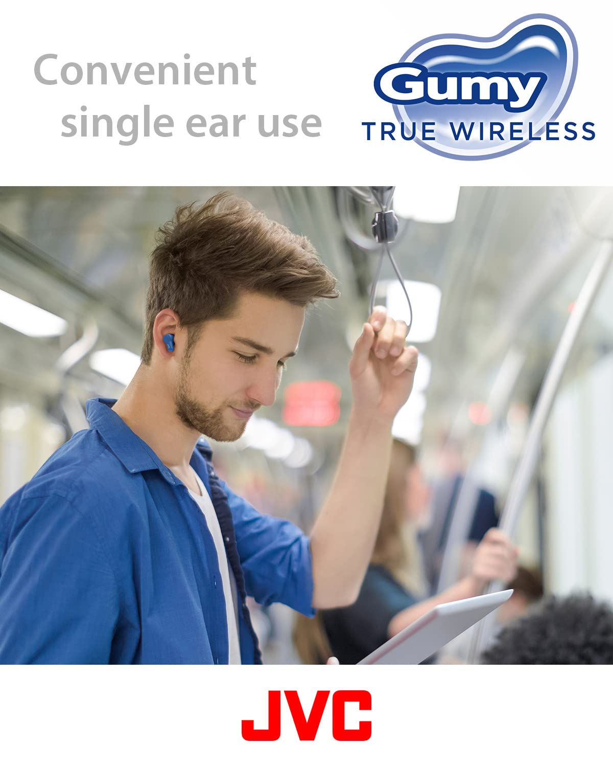 JVC Gumy True Wireless Earbuds, Bluetooth 5.3, Charging Case, 24-Hour Playback, IPX4 Water Resistant, Comfortable Secure Fit with XS/S/M/L Earpieces