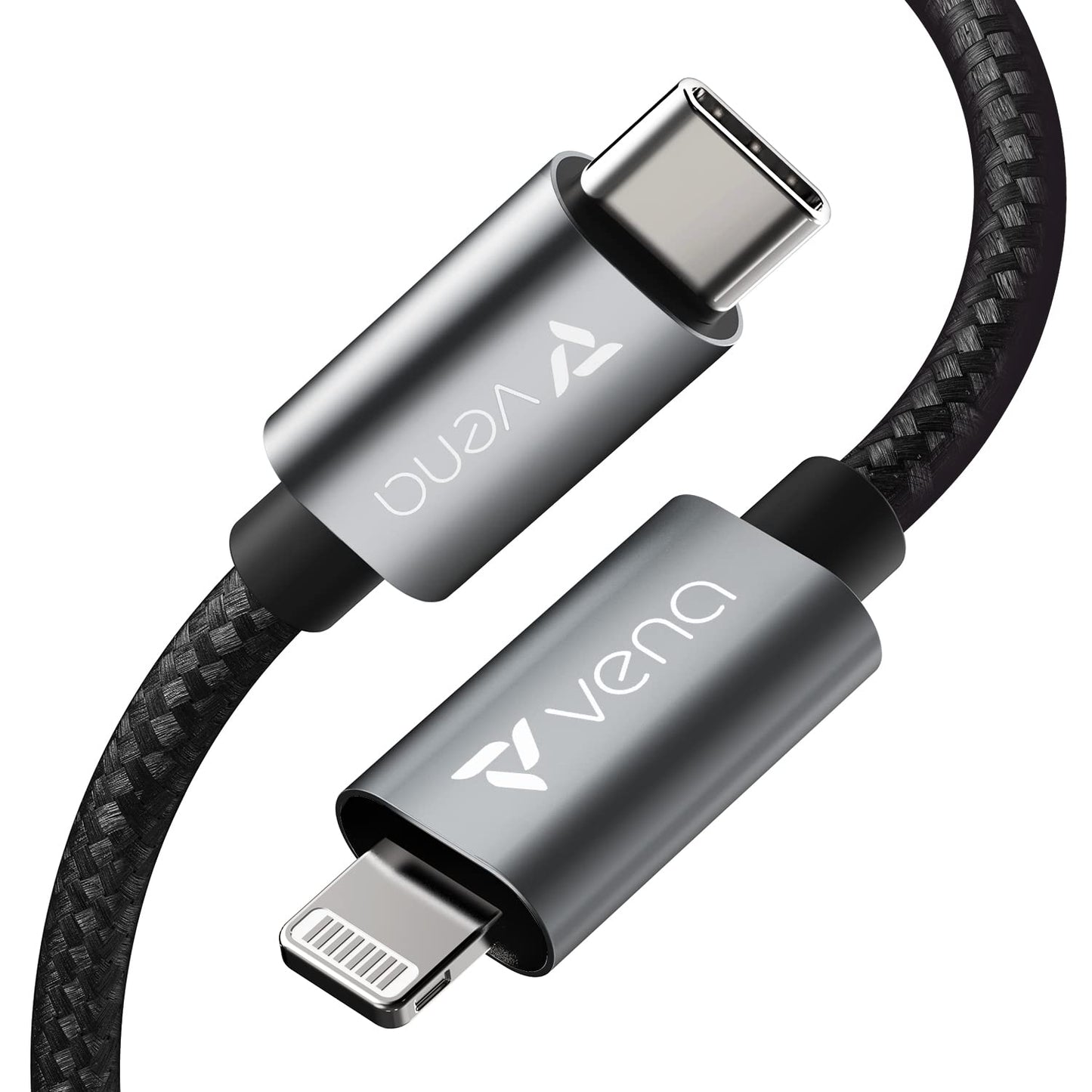 Vena USB C to Lightning Cable - 10FT, (Apple MFI Certified) 18W Fast Charge Nylon Braided Apple Charger Compatible with iPhone 14/13/12/12 Mini/12…