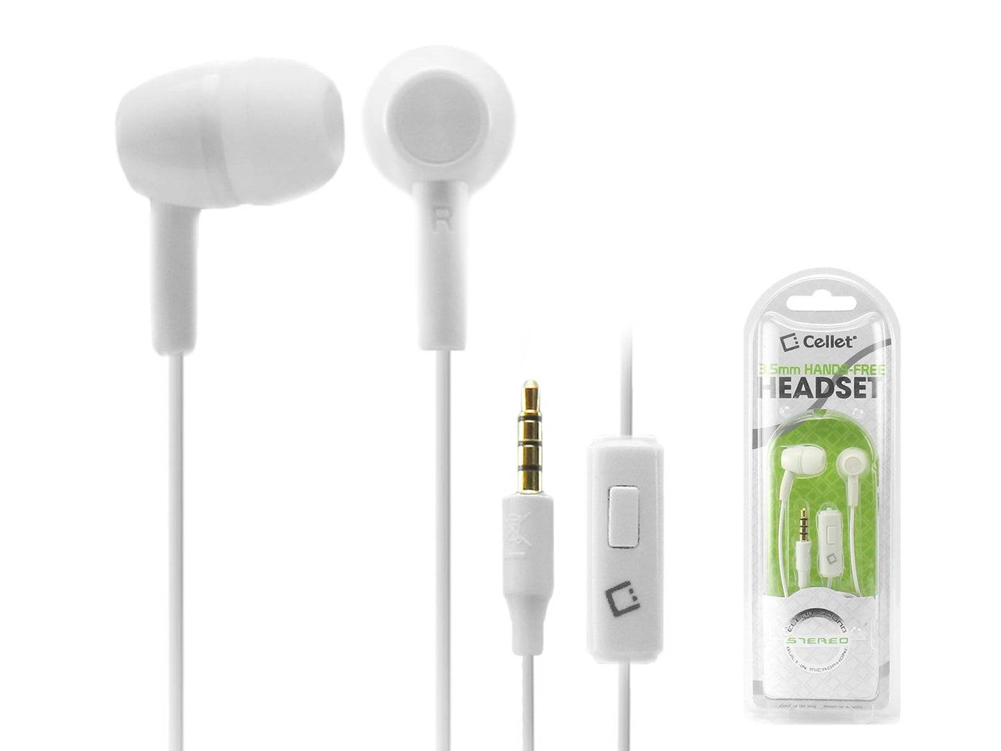 Cellet 3.5mm Premiere Sound Hands-Free Stereo In-Ear Headphones - White