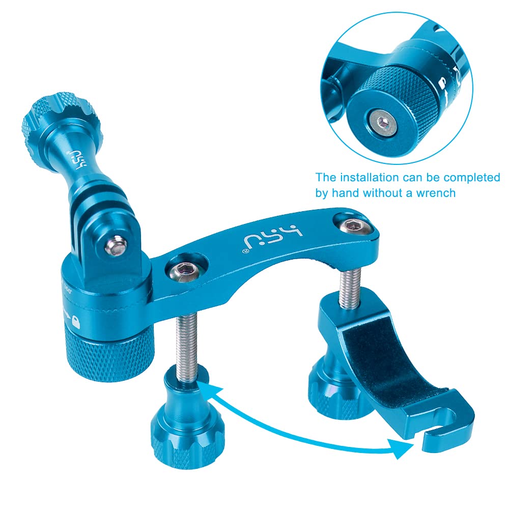 HSU 0.6-1.3inch All-Aluminum Bike/Motorcycle Handlebars, 360° Rotation Seat Post, Ski Pole Mount Compatible with GoPro Hero 13/12/11/10/9/8/7/6/5, DJI