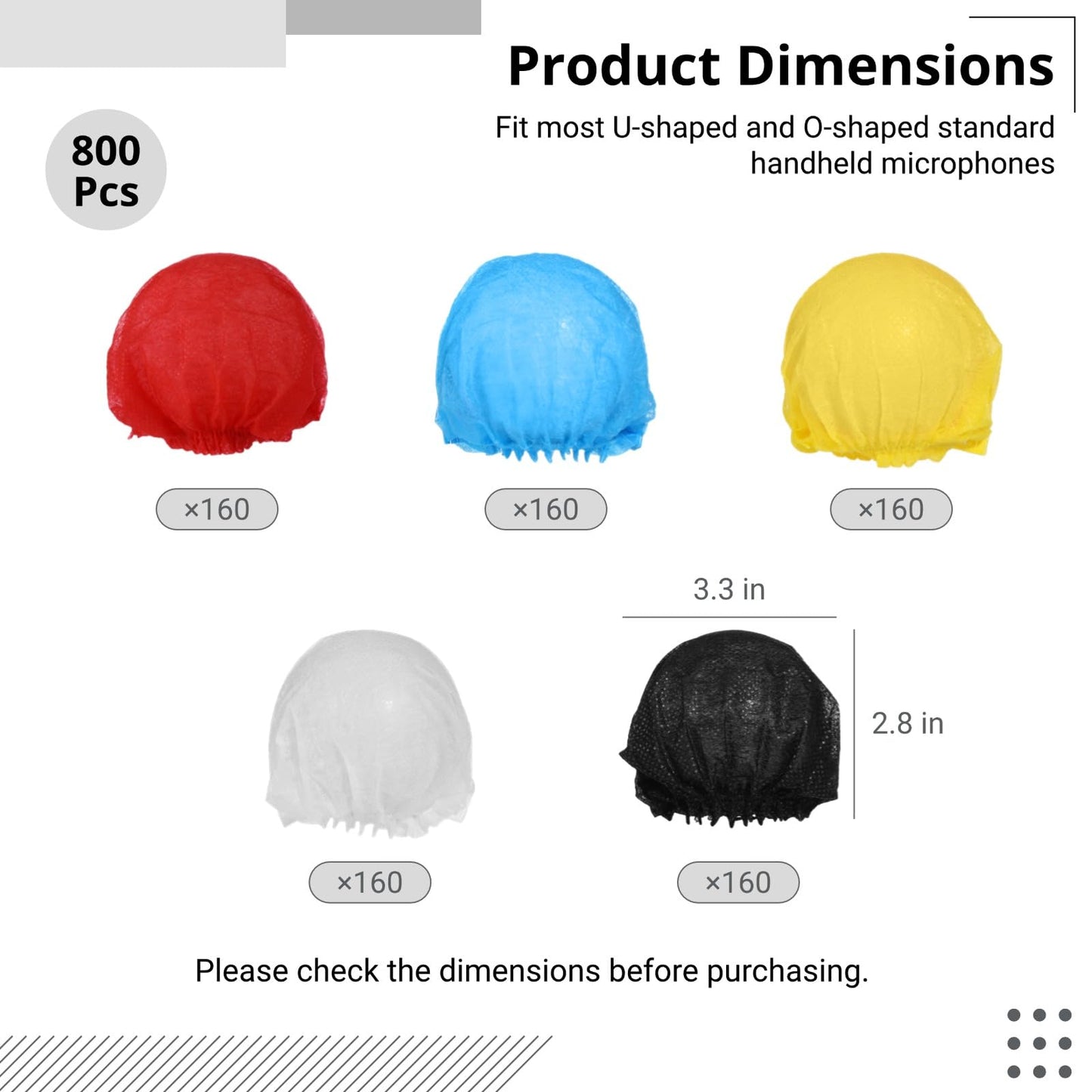 800 Pcs Disposable Microphone Covers, Non-woven Handheld Microphone Windscreens, Elastic Microphone Protective Covers, Individually Wrapped Mic Caps