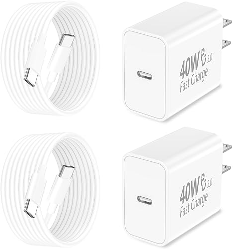 [Apple MFi Certified] iPhone 17 Charger Fast Charging, GEONAV 4Pack 40W USB C Charger Dynamic Power Adapter Type C Chargers Block with 6FT Type Cable