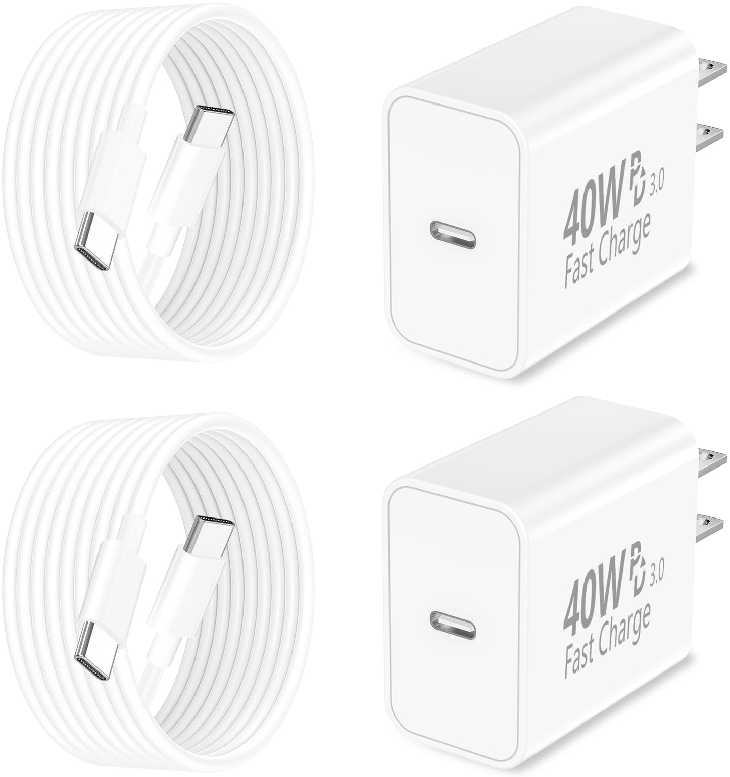 [Apple MFi Certified] iPhone 17 Charger Fast Charging, GEONAV 4Pack 40W USB C Charger Dynamic Power Adapter Type C Chargers Block with 6FT Type Cable