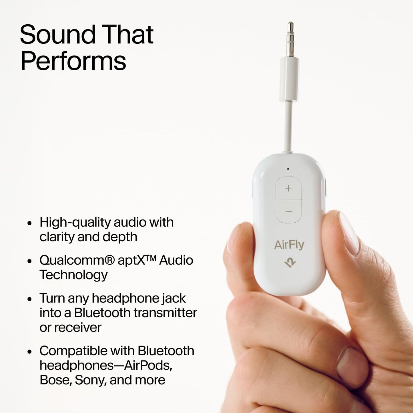 Twelve South AirFly Pro | Bluetooth Wireless Transmitter/Receiver Adapter for 2 Headphones, Audio Sharing, Compatible with 3.5mm aux Jack