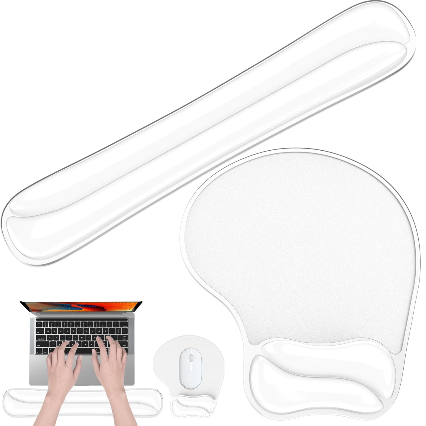 Laokiiy Gel Mouse pad & Keyboard Wrist Rest Set, Ergonomic Keyboard and Mousepad with Wrist Support, Keyboards Wrist Rest, Computer Keyboards Pad