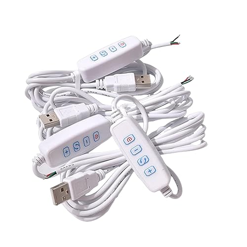 2Pcs White DC5V USB LED Dimmer Extension Cable with On/Off Switch Adapter LED Dimming Controller for LED Light Bulb Lamps USB-Port Power Cable for Led