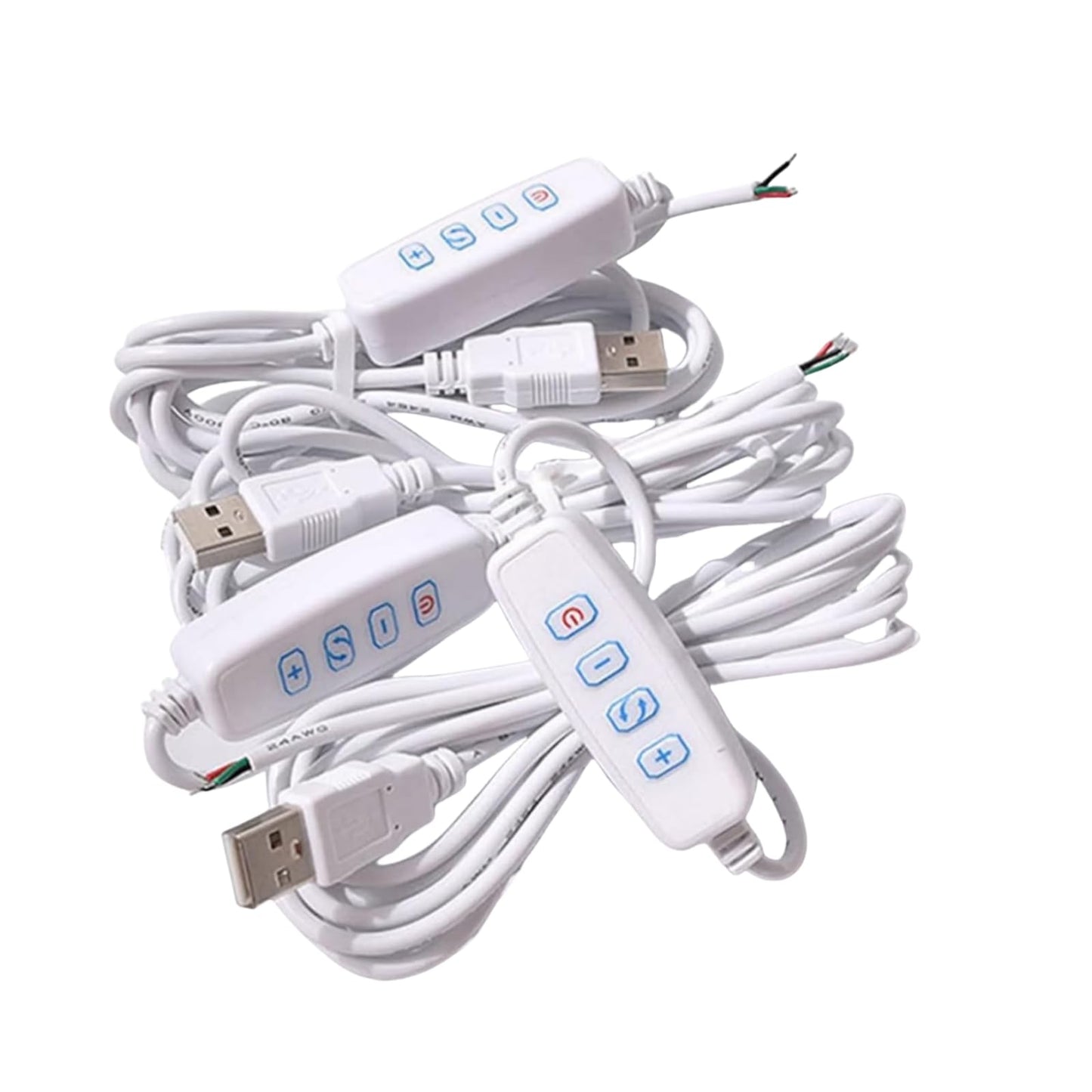 2Pcs White DC5V USB LED Dimmer Extension Cable with On/Off Switch Adapter LED Dimming Controller for LED Light Bulb Lamps USB-Port Power Cable for Led