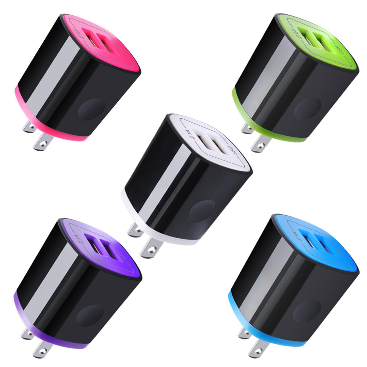 iPhone USB Wall Charger Adapter, Charger Brick, AndHot 5Pack 2.1A Dual Port Fast Charging Block Box Base Wall Plug for iPhone 17 16e 16 15 14 13 12 11