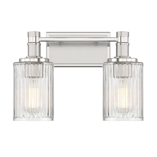 Savoy House 8-1102-2-146 Concord Vintage Traditional Ribbed Glass Bathroom Vanity Wall Light, 2-Light 120 Total Watts, 11" H x 15" W, Silver