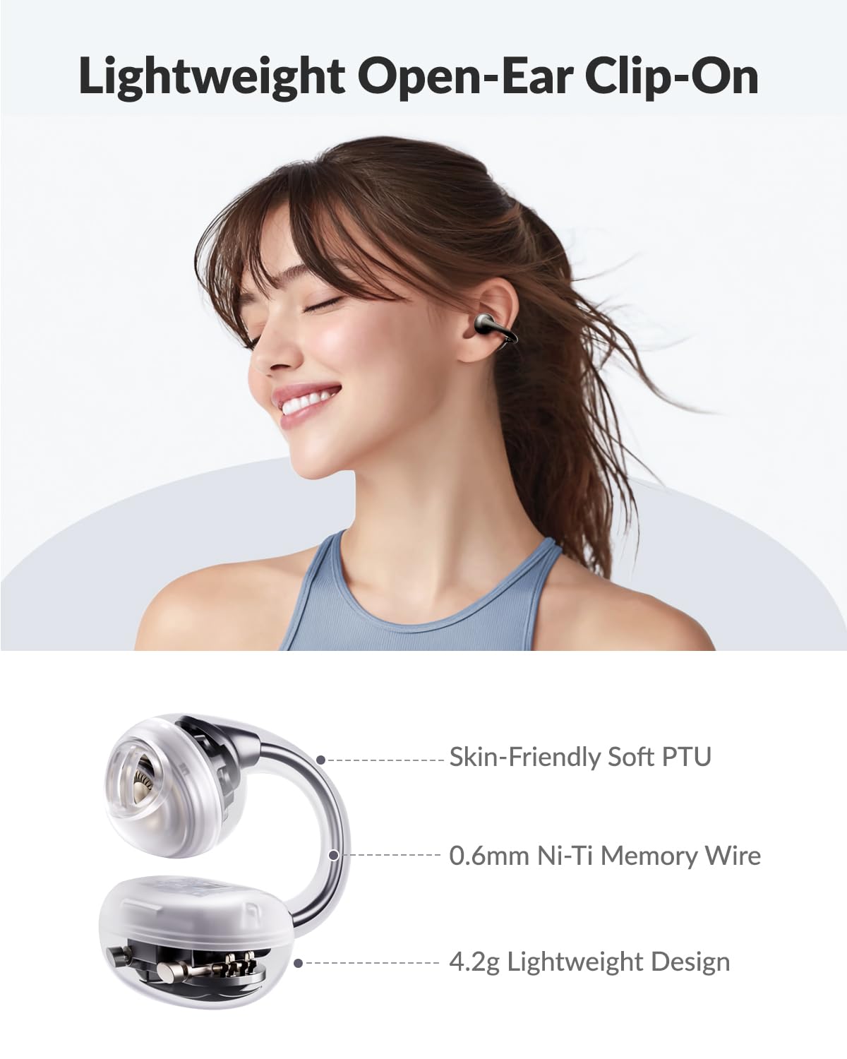 TONEMAY Q6 Clip-On Open-Ear Wireless Earbuds with Bluetooth 6.0, Hi-Res LDAC Open-Ring Headphones, DSP Powerful Bass Earphones, Ai-Powered Clear…
