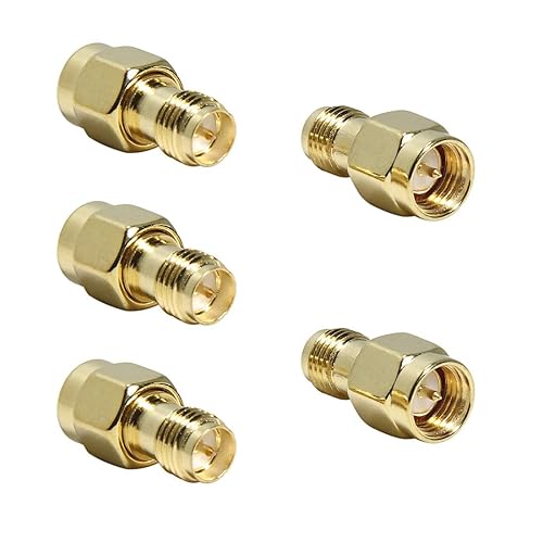 SMA to RP-SMA Adapter, 5 Pack Male Pin to Female Pin Connector for LTE Router, WiFi Antennas, FPV Drones, Camera