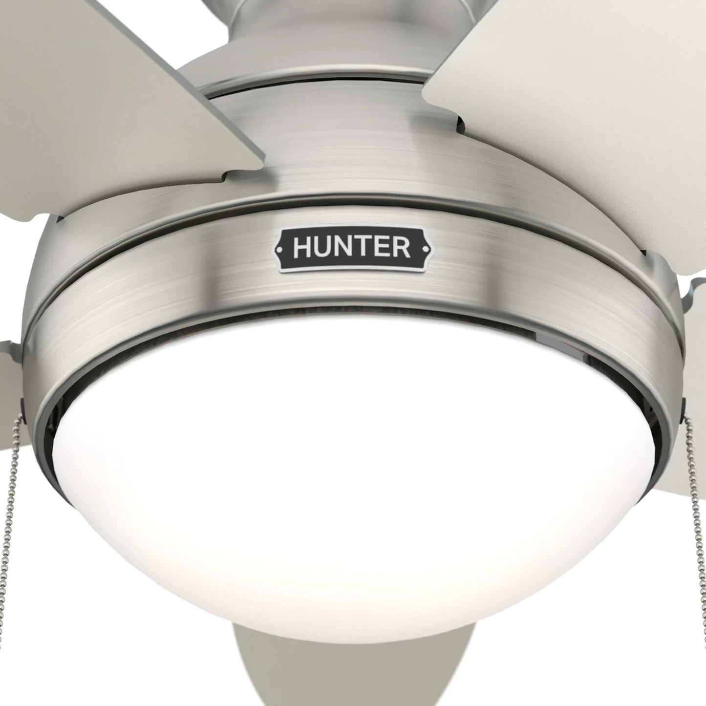 Hunter Fan 44 inch Low Profile Indoor Ceiling Fan with Lights and Pull Chain for Bedroom, Living Room/Family Room, Dining Room, Kitchen, Office