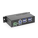 Coolgear Industrial 4 Port USB 3.0 Powered Hub, 5Gbps Speeds, Metal Housing, 7-48V DC Input, Wall and DIN-Rail Mountable, ESD Surge Protection - PC…