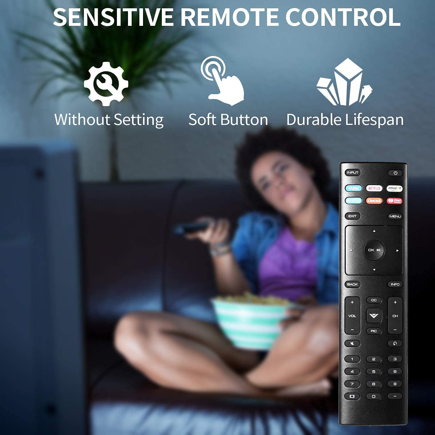 2 Packs XRT136 Universal Replacement Remote Control Compatible with All Vizio Smart TV Include D-Series M-Series P-Series V-Series