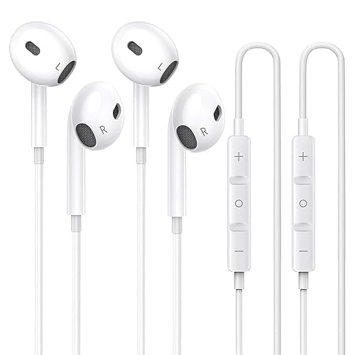 2 Pack for iPhone Headphones Wired Earbuds, in-Ear Headphones with Lighting Connector, Earphones Built in Microphone & Volume Control, Compatible