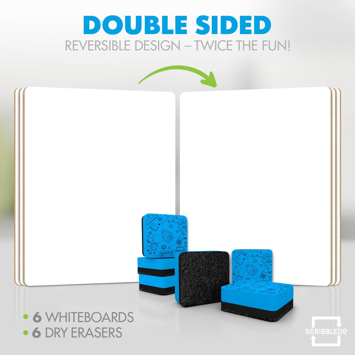 Scribbledo Small Dry Erase Whiteboards for Students, 6 Pack 9 x 12