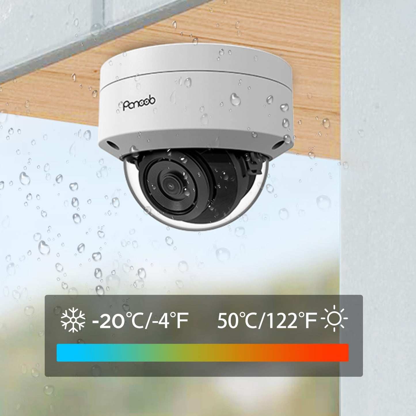 PANOOB 4K PoE Vandal-Proof Dome Camera with Mic, H.265 Outdoor Security IP PoE Camera, Human Vehicle Detection, 100ft IR Night Vision, IK10 IP66 110°