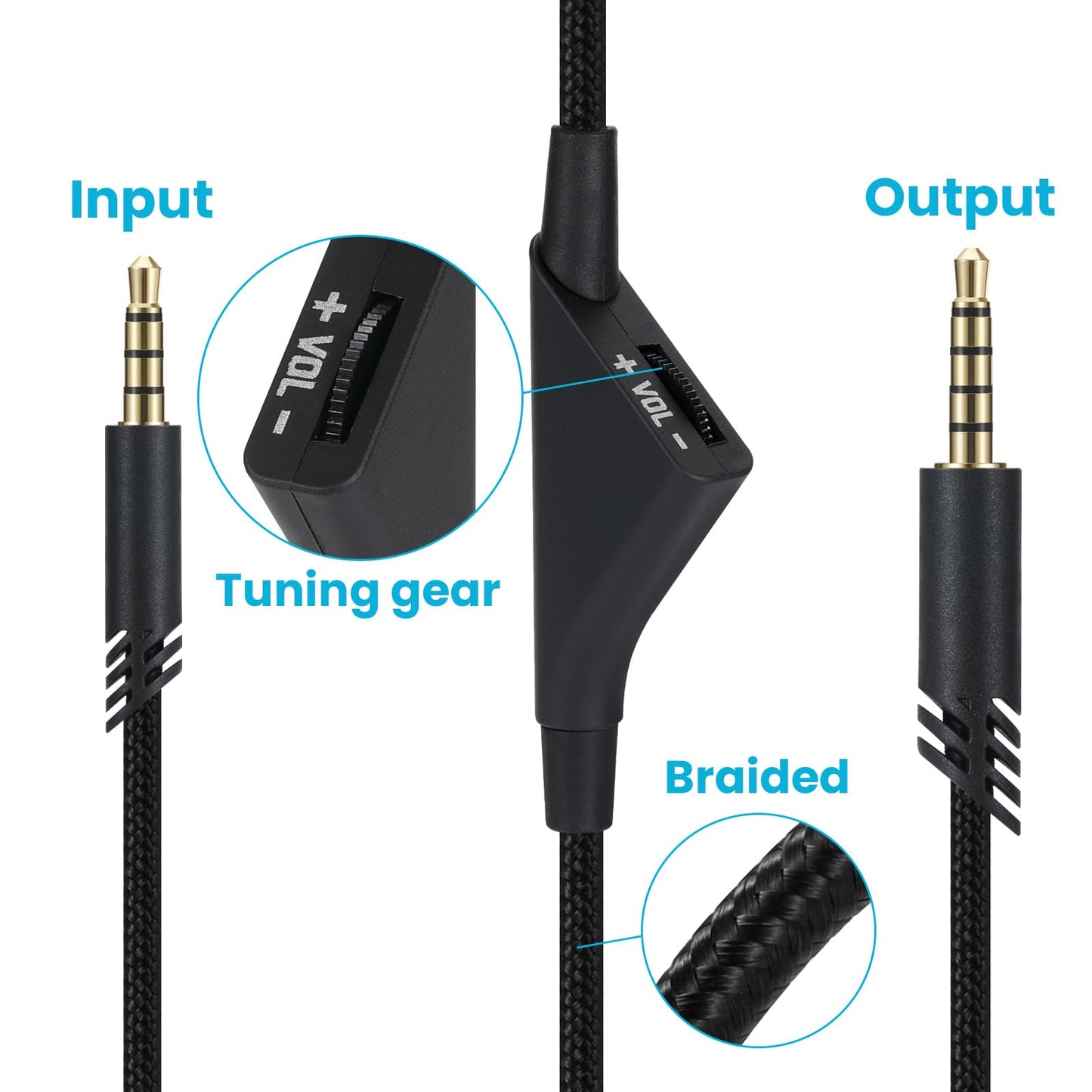 Cypher.V Replacement Cable for Astro A40 A40TR A10 Gaming Headphones, Aux Braided Wire Cord Compatible with Xbox-One PC Ps4 etc with Volume Control