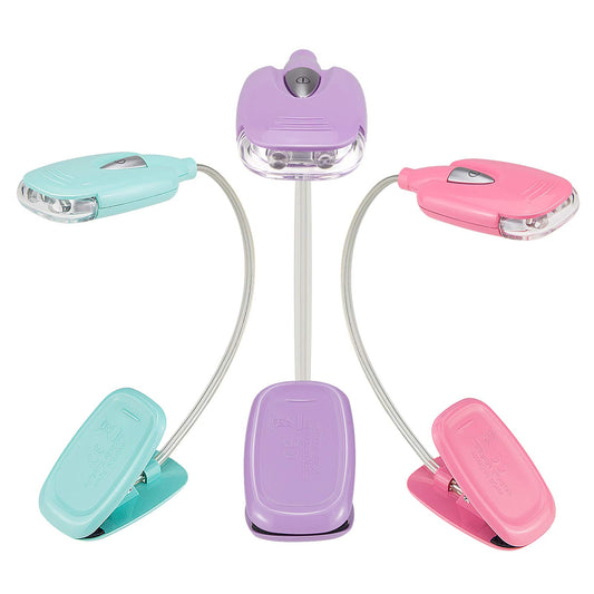 BIGMONAT Book Reading Light for Kids 3Pack, Battery(12pcs Included) Operated Small Reading Light in Bed,Clip on Reading Lamp with Brightness Dimmable