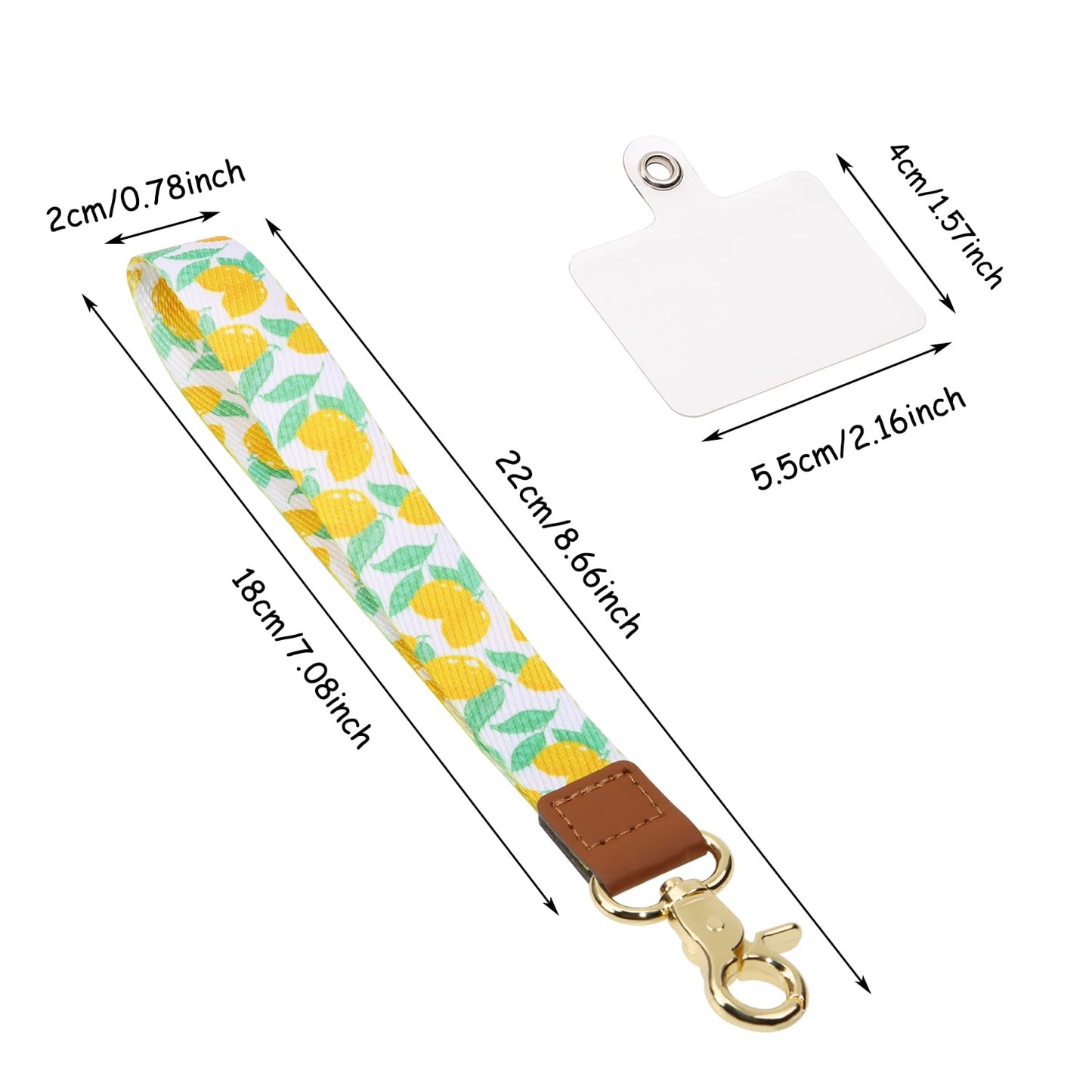 PPhtony 3pcs Cell Phone Lanyard with Phone Tether Tab Hand Wrist Strap Anti-Loss Chain Wristlet for Phone Cases (Lemon Print)
