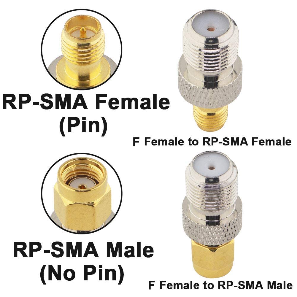Boobrie F to SMA/RP-SMA Kit 6 Pack F Type to SMA and RP SMA Set SMA to RG6 Adapter Female to Female Coaxial Connector Female to Male Coax Adapter