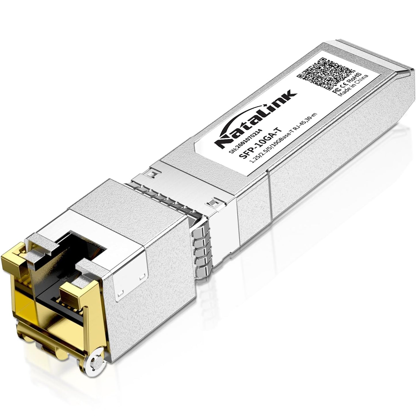 NataLink 10G SFP+ to RJ45 Transceiver, Auto-Negotiation Copper SFP to Ethernet Module Support 10G/5G/2.5G/1.25G