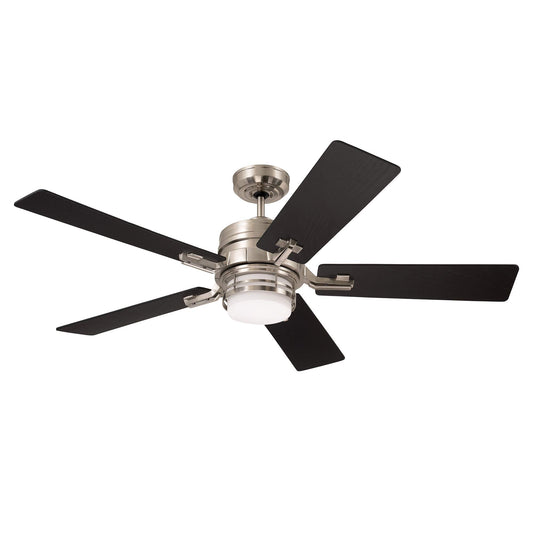 Emerson CF880LBS Amhurst LED Ceiling Fan, 54 Inch Dimmable Lighting with 4-Speed Wall Control | Indoor Metal Fixture with 5 Reversible Wood Blades