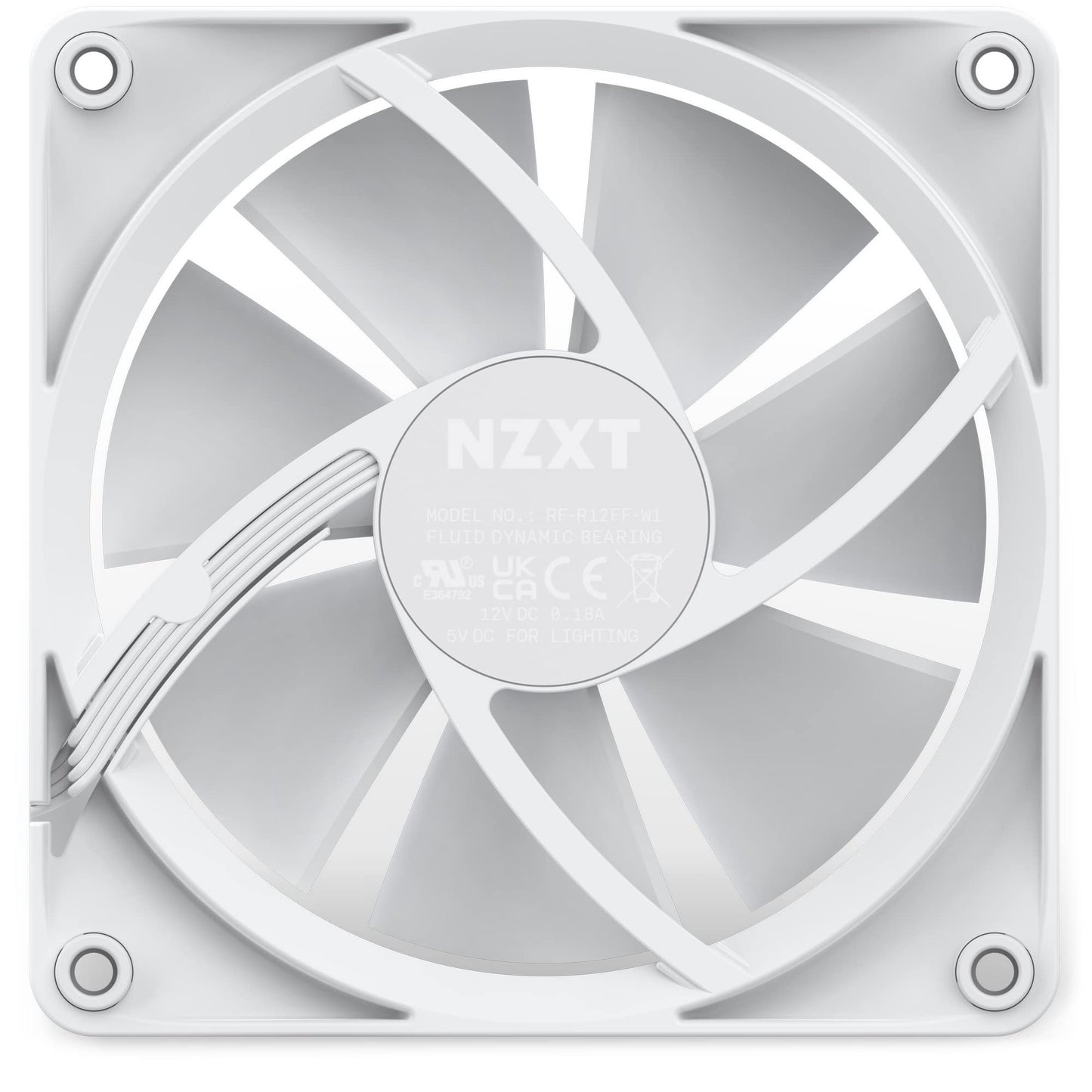 NZXT AER F120 RGB White - High Performance Airflow Fans - Single