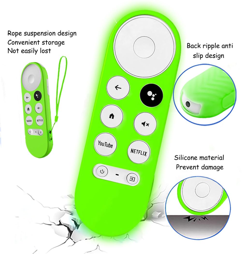 4Pcs Remote Case Cover for Chromecast with Google TV 2020/ HD 2022 Remote, Glow Blue+Glow Green+Red(NO emit Light)+Dark Blue(NO emit Light),with 4