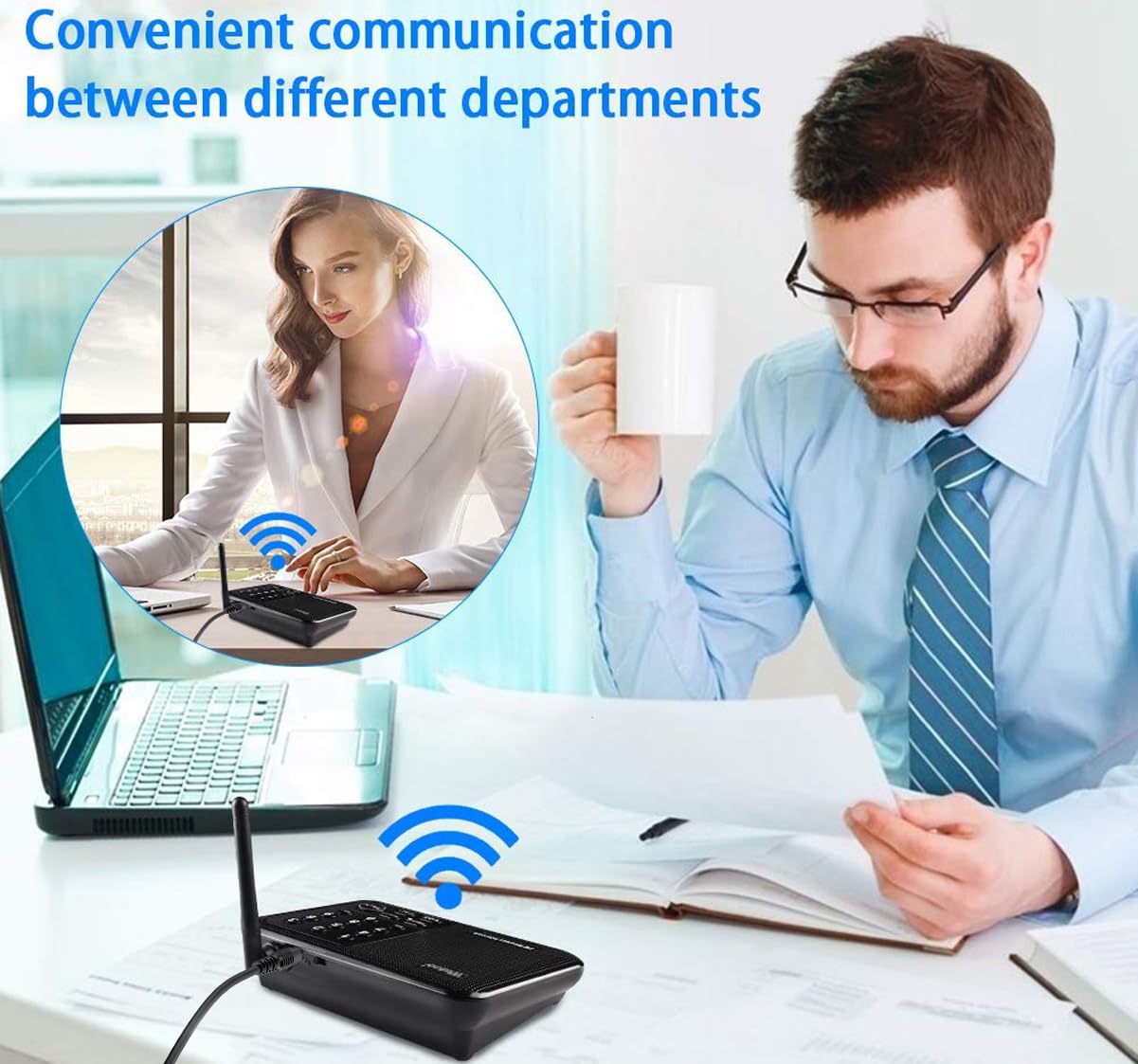 Wuloo Intercoms Wireless for Home 5280 Feet Range 10 Channel 3 Code, Wireless Intercom System for Home House Business Office, Room to Room Intercom