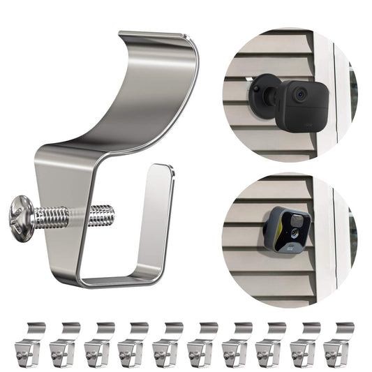 Hibezos 12 Pack Vinyl Siding Clip Hooks for All-New Outdoor Camera, No-Hole Needed Outdoor Siding Hanger Mounting for Home Security Camera, Vinyl