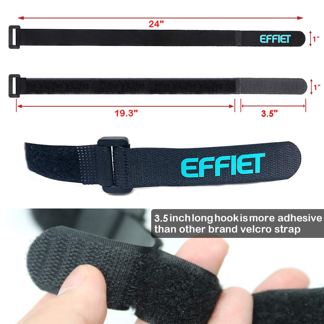 12 Packs Fastening Cord Wrap 1 x 24 Inches Hook and Loop Cinch Straps, EFFIET Adjustable Adhesive Extension Hose Storage Strap, Securing Bike Sleeping