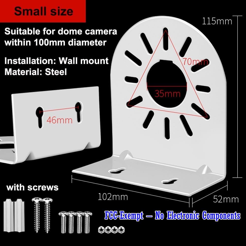 SamIdea 4-Pack L-Shaped Steel Security Dome Camera Mount Bracket - Universal Fit for Hikvision & More, Waterproof, White - Ideal for CCTV, Baby