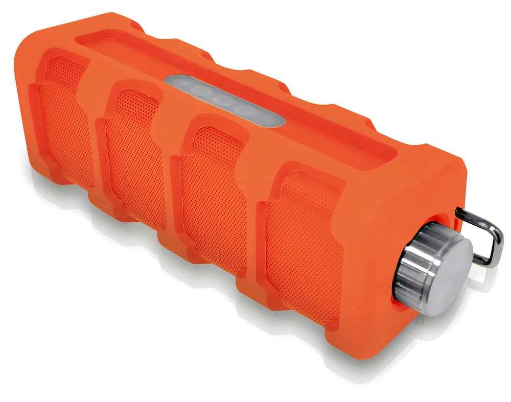 PYLE PWPBT15OR Jam Tunes Box Rugged & Splash-Proof Bluetooth Speaker & Hands Free Speaker-Phone with Aux in (Orange)