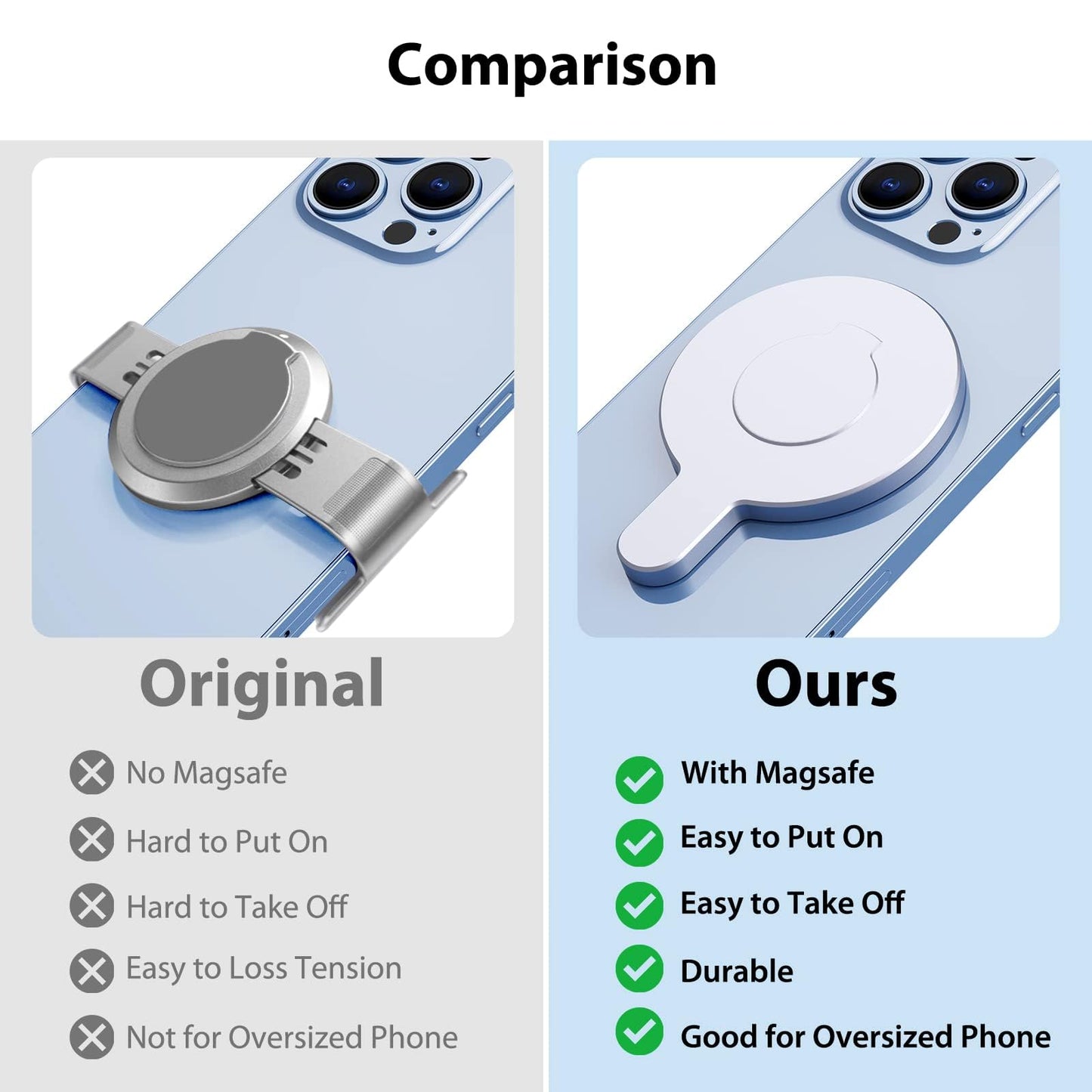 Aerbeis for DJI Magnetic Mount Phone Holder Clamp - for Magsafe DJI Osmo Mobile 8 7P 7 SE 6 5 4 Adapter Magnets Clip Clamp Ring Holder Quick-Release
