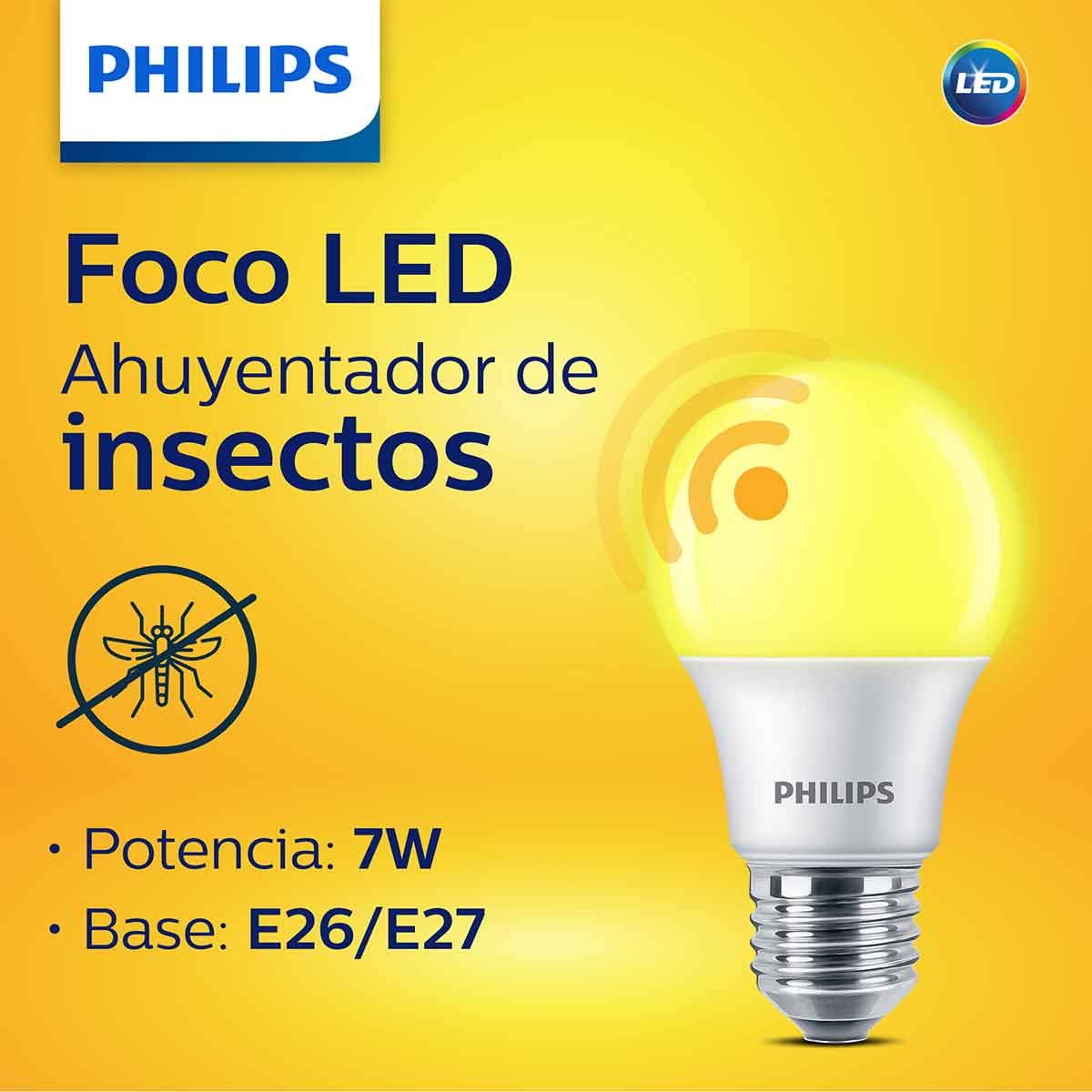 Philips 60 Watt Equivalent Yellow A19 Medium Base LED 8 Watt Equivalent Light Bulb for Insect Repellant