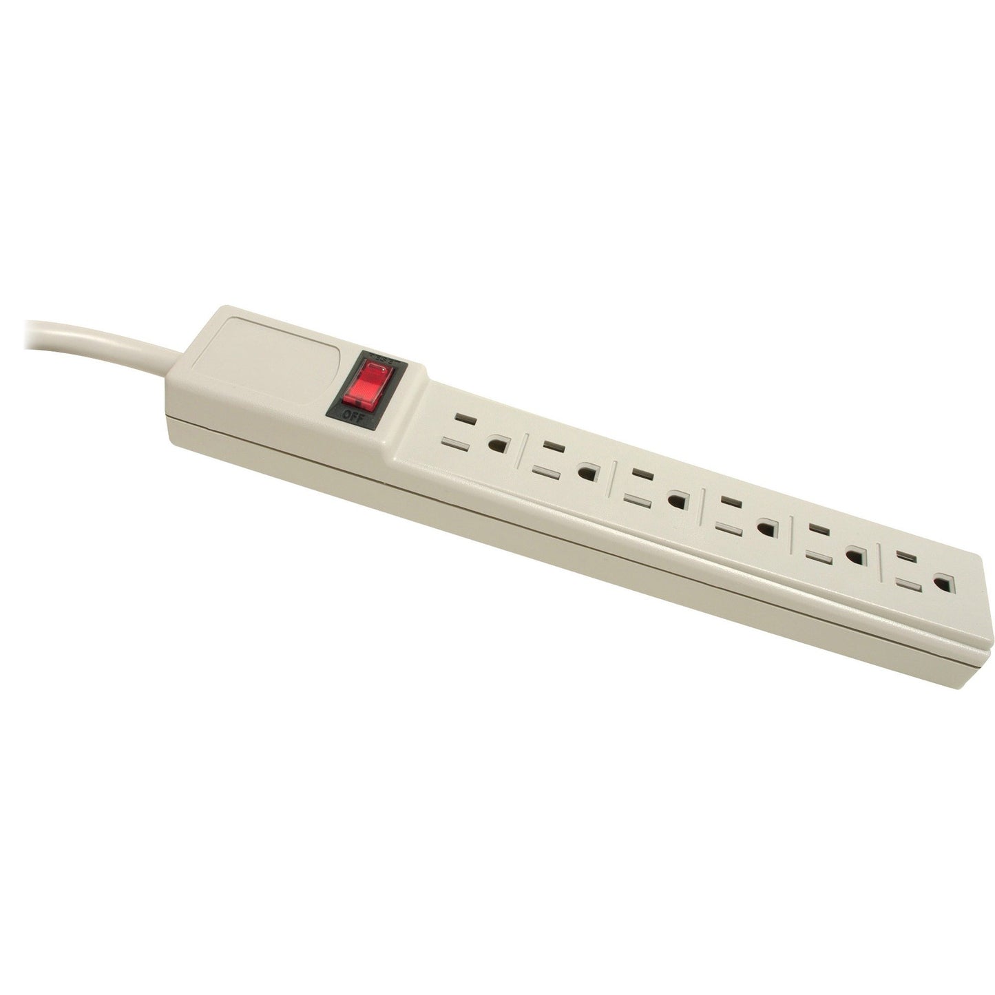 Compucessory Products - Power Strip, 6 Outlet, Built-in Circuit Breaker, 15' Cord, Gray - Sold as 1 EA - Six-Outlet Power Strip Features a Built-in