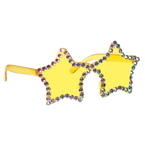 UNDERWRAPS Bedazzled Yellow Star Sunglasses for Adults and Kids - Yellow Sunglasses With Rhinestones For Women, Yellow Fashion Accessories, Party