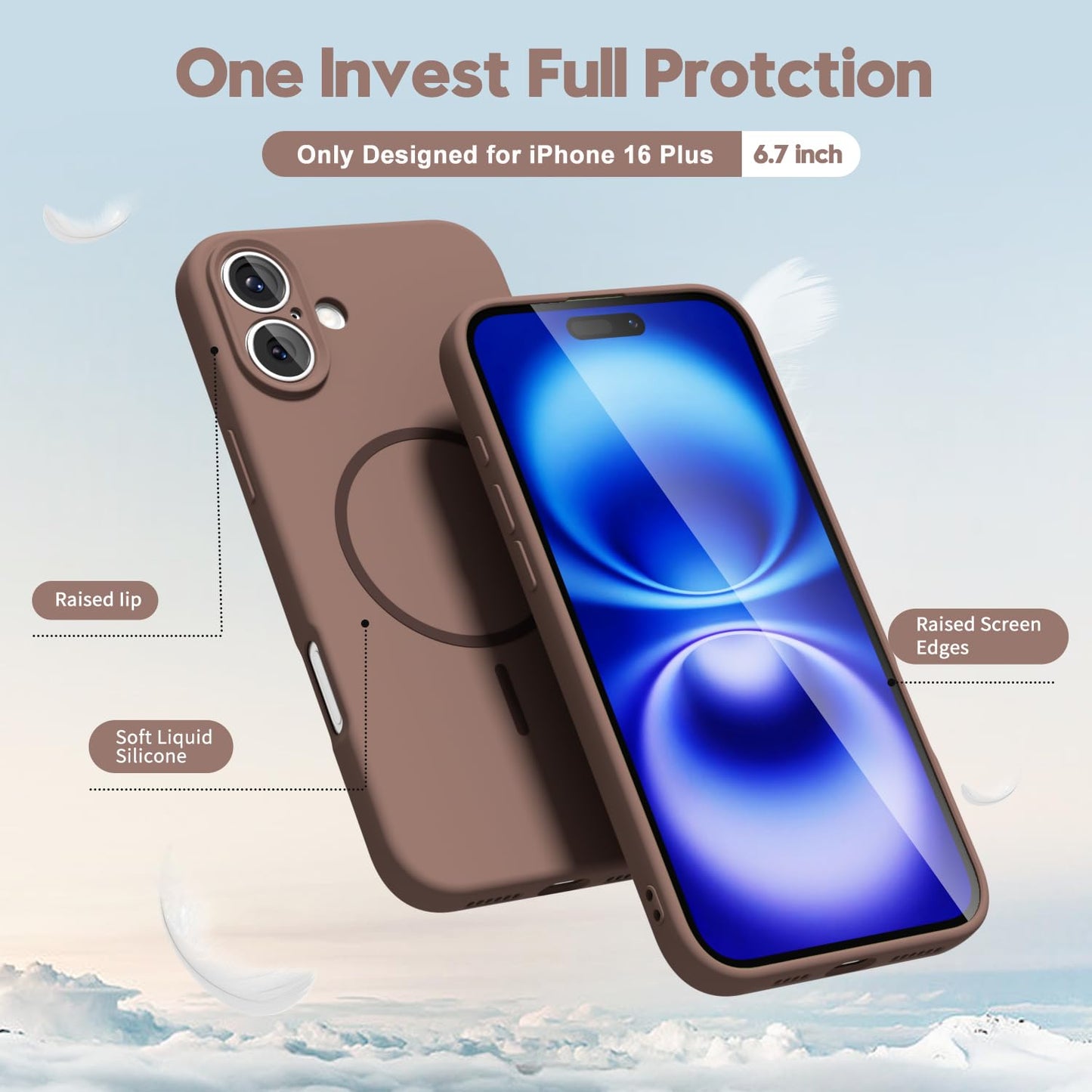 oakxco for iPhone 16 Case Silicone Mag Safe, Magnetic Slim Thin Phone Case Compatible with Magsafe, Women Girls Cute Girly Aesthetic Soft Rubber Gel