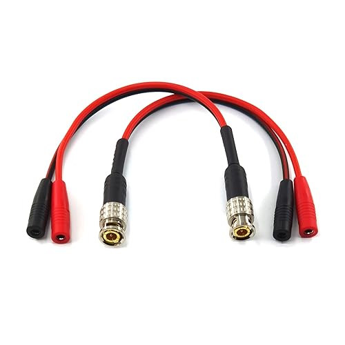 WJSTN bnc Male to 4mm Female Banana Plug Adapter,BNC Male Plug to 2X 4mm Dual Banana Jack Socket Binding Post Splitter Connecto 2Pack
