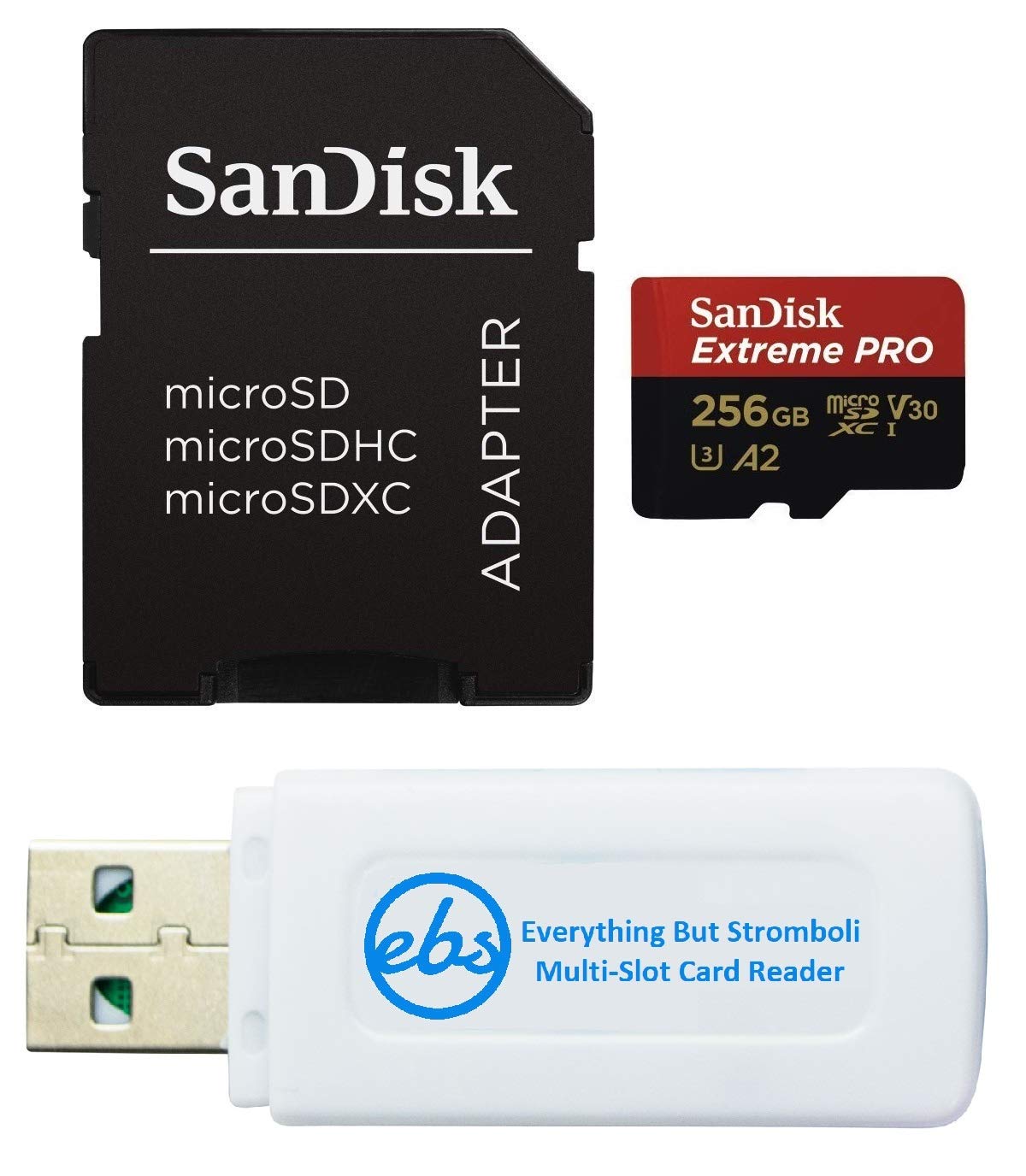 SanDisk 256GB MicroSDXC Extreme PRO Memory Card Works with GoPro Action Camera Hero 12 Black - Bundle with SD and MicroSD Card Reader
