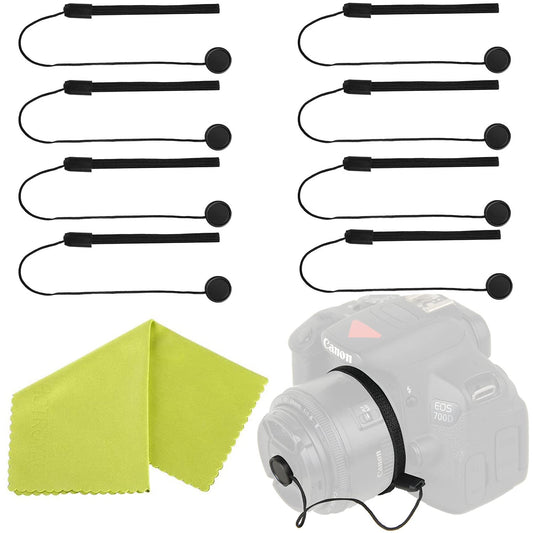 Camera Lens Cap Keeper Lens Cap Holder Prevent Lens Cap Lost for DSLR SLR Camera Canon/Nikon/Sony/Panasonic/Fujifilm Camera with Microfiber Cleaning