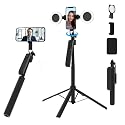 Auto Face Tracking Selfie Stick Tripod with Fill Light, 360 Rotation & Gesture Control, 70.9" Selfie Stick Tripod for iPhone with Remote