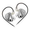 QZXYHYN KZ Castor in Ear Monitor Headphones,3.5MM Plug Detachable Cable Wired Earbuds,Adjustable Dual Dynamic Ear Monitor (Silver, Without mic)