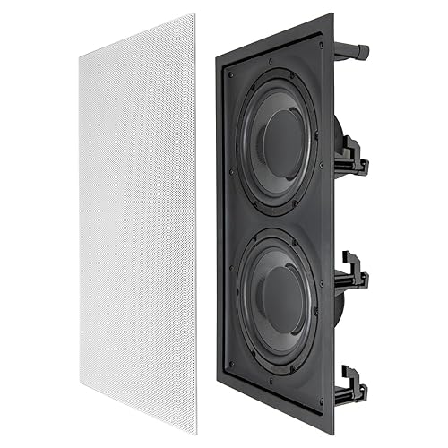 OSD Black Nero IWSDUAL8 in Wall 300W Subwoofer Dual 8" Graphite Cones Magnetic Grill