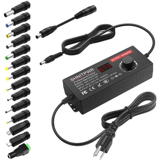 SHNITPWR 4V - 12V Power Supply 10A 120W AC to DC Adapter DC 4V 4.5V 5V 6V 7V 8V 9V 10V 11V 12V Voltage Adjustable Universal Power Converter…