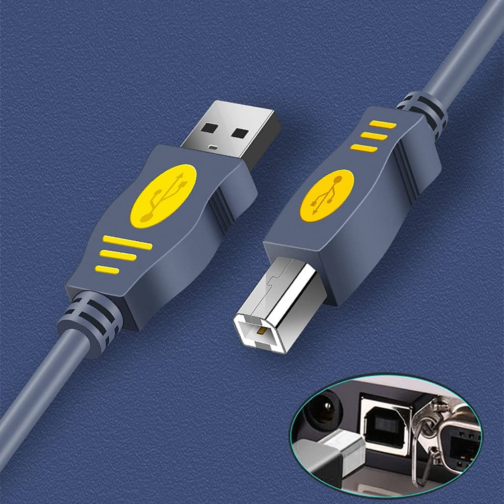 Qjin USB 2.0 Printer Cable for Canon Pixma MG3620, Epson EcoTank ET-2800 ET-2850 ET-4800, HP DeskJet 2723e, Brother, 10 Feet